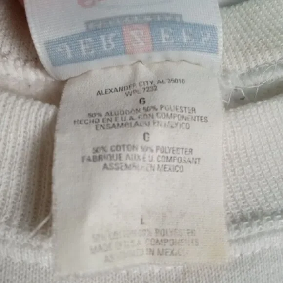 Vtg Jerzees Womens Sweatshirt Embroidered Hummingbird Flowers White Sz L Granny - Picture 5 of 6